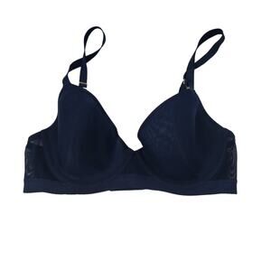 Soma Lightest Lift Navy Lightly Lined Underwire Demi Semi Sheer Bra Size 32C